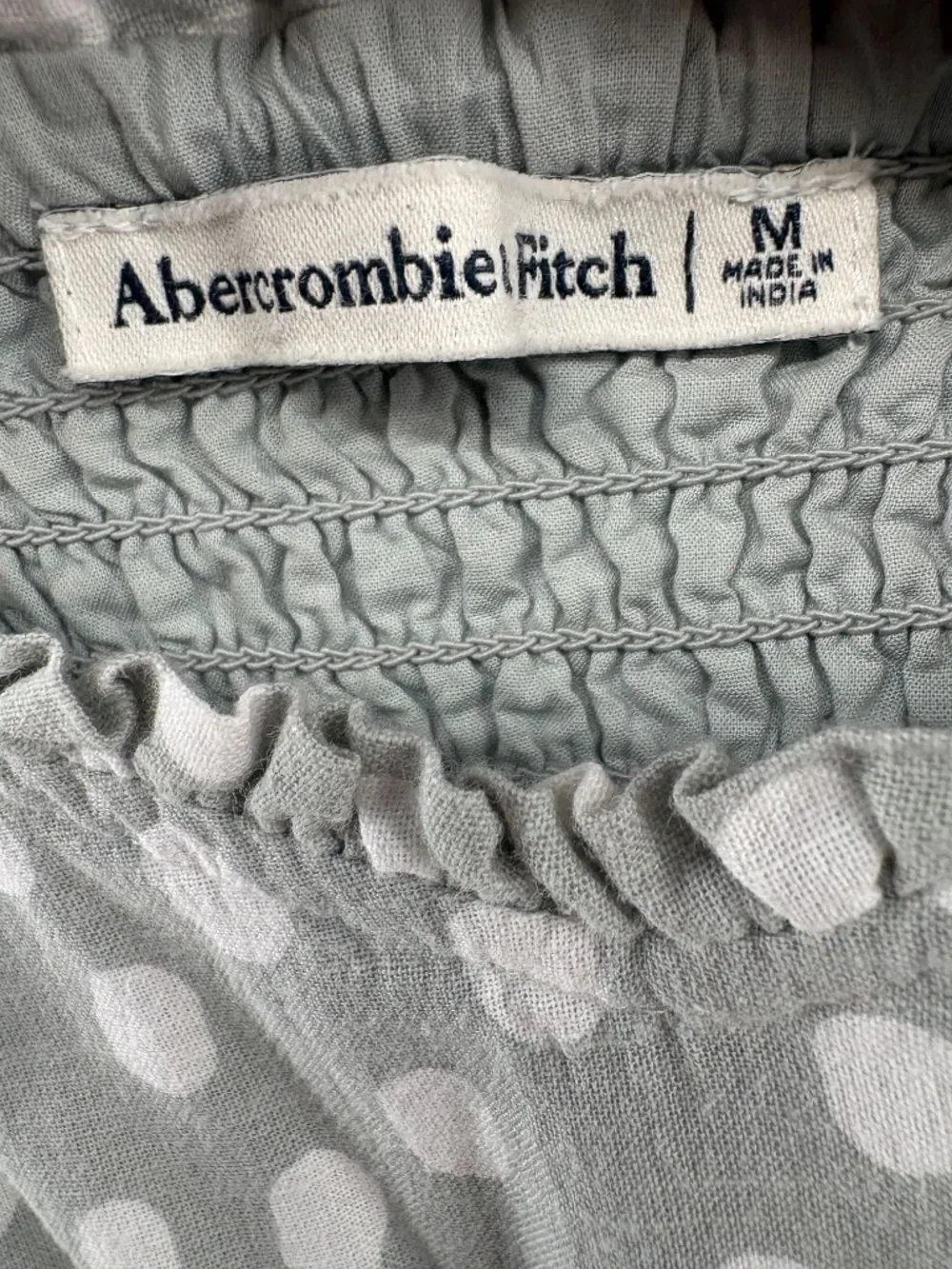 Abercrombie & Fitch Polka Dot Smocked Puff Sleeve Top M